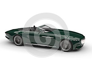 Deep jungle green modern convertible concept car - side view