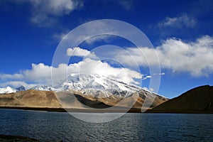 Deep Lake and Snow Covered Mountain photo