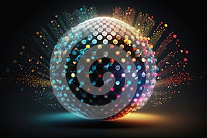 Deep learning. Big data algorithms visualization for business, science, technology. Dots, clouds, circle, connecting lines, AI