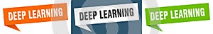 deep learning banner. deep learning speech bubble label set.