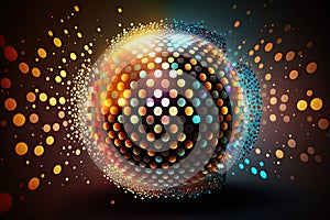 Deep learning. Big data algorithms visualization for business, science, technology. Dots, clouds, circle, connecting lines, AI