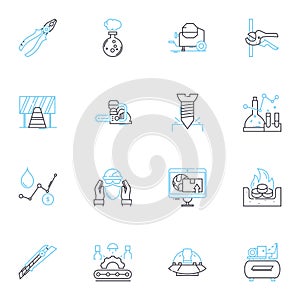 Deep learning linear icons set. Neural nerks, Artificial intelligence, Big data, Convolution, Classification, Machine