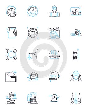 Deep learning linear icons set. Neural nerks, Artificial intelligence, Big data, Convolution, Classification, Machine