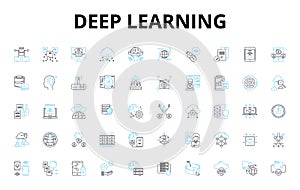 Deep learning linear icons set. Neural Nerks, Tensorflow, Algorithms, Big Data, Training, Optimization, Computer Vision photo