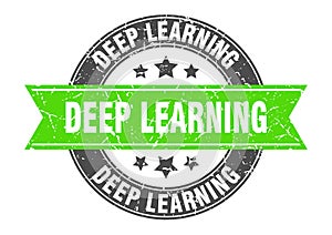 deep learning round stamp with ribbon. label sign