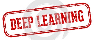 deep learning stamp. deep learning rectangular stamp on white background
