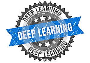 Deep learning stamp. deep learning grunge round sign.