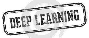deep learning stamp. deep learning rectangular stamp on white background