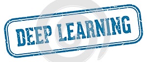 deep learning stamp. deep learning rectangular stamp on white background
