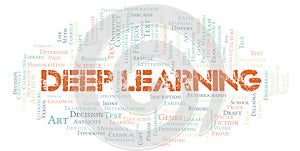 Deep Learning typography word cloud create with the text only