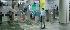 Deep machine learing concept, the smart hospitaly industry use artificial intelligence technology with facial recognition to recog photo