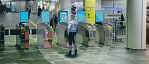 Deep machine learing concept, the smart hospitaly industry use artificial intelligence technology with facial recognition to recog photo