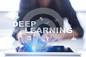 Deep machine learning, artificial intelligence in smart factory or technology solution.