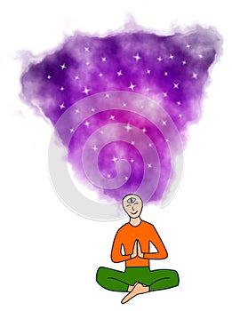 A deep meditation, yoga illustration