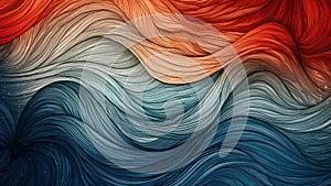 Deep Ocean Blue and Coral Abstract Pattern with Serene Wave Patterns
