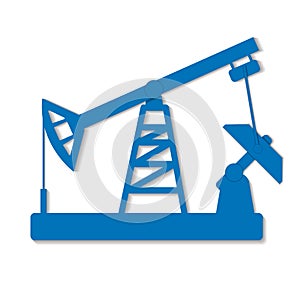 The deep oil pump icon is blue with a shadow. Isolated on white background