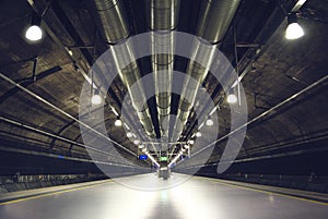 Deep perspective of metro station in Oslo photo