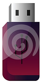 Deep purple and pink USB flashdrive simple vector illustration on a