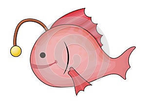 Deep Red Anglerfish with Glowing Lure