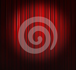 Deep Red Curtain With Spotlight
