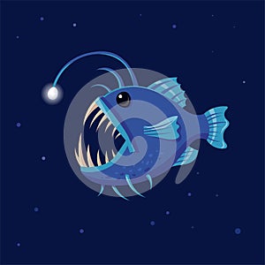 Deep sea angler fish vector