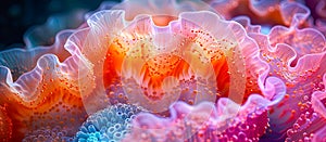 Deep sea coral reefs. Surreal Organic Coral Form with various colors and tubular shapes photo