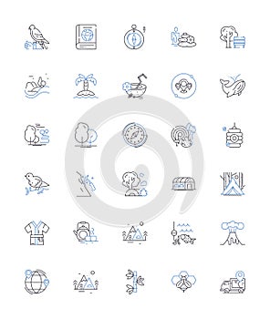 Deep sea dive line icons collection. Submerged, Exploration, Oceanography, Pressure, Abyss, Scuba, Wetsuit vector and