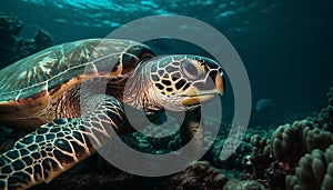 Deep sea diving reveals the beauty of endangered sea turtles generated by AI