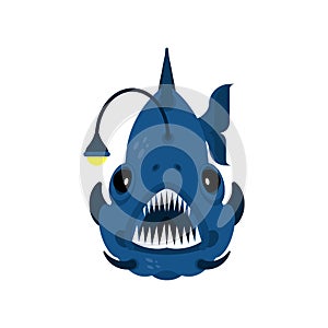 Deep sea fish. Angler isolated. vector illustration