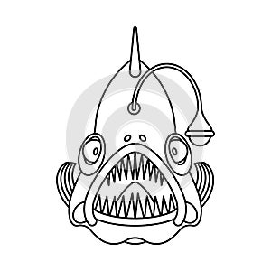 Deep sea fish. Angler isolated. vector illustration