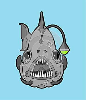 Deep sea fish. Angler isolated. vector illustration