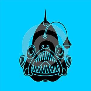 Deep sea fish icon. Angler sign. vector illustration