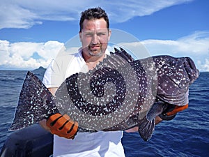 Deep sea fishing. grouper fish