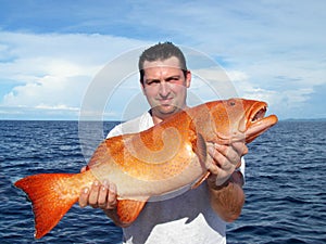 Deep sea fishing. grouper fish