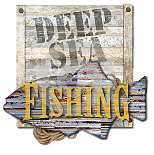 Deep Sea Fishing Sign Art