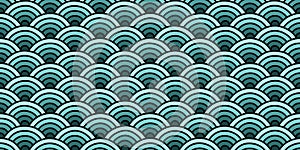 Deep Sea Green Blue Seamless Seigaiha Pattern