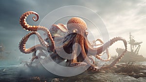 Deep Sea Octopus Lurking in the Ocean