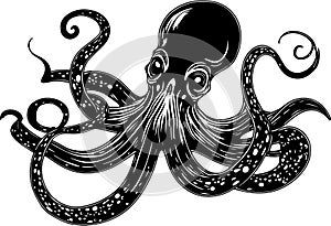 Deep Sea Octopus Monochrome Logo