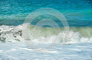 Deep sea water waves. Pebble beach on the Black Sea coast