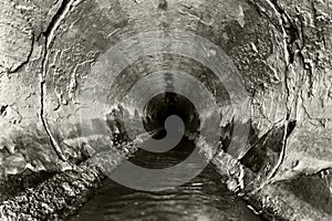 Deep sewage tunnel with poinson flowing