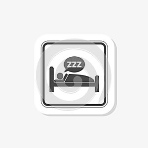 Deep sleep, man sleeping sticker. Flat sign for mobile concept and web design. Sleeping bed glyph icon