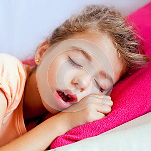 Deep sleeping children girl closeup portrait