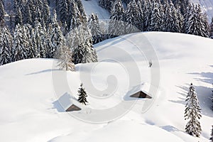 Deep snow in Alps, Berchtesgaden, Bavaria, Germany