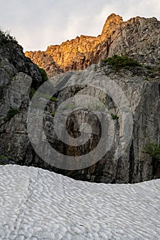 Deep Snow Lingers in Summer near Logan Pass