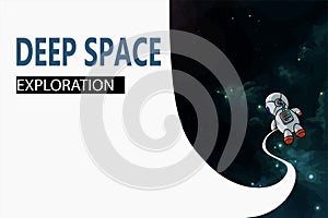 deep space exploration banner spaceman on nebula