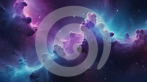 Deep space-inspired abstract background with cosmic purples and blues and a gentle glow, featuring nebula-like textures photo
