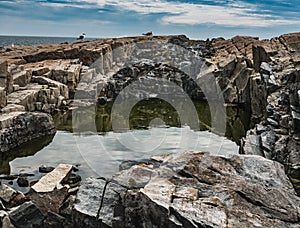 Deep Tide Pool in Pink Granite Shoreline, Schoodic Point, Acadia National Park