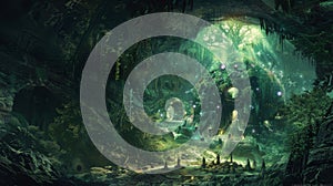 In a deep underground cave a group of powerful sorcerers conduct a ritual to honor and communicate with the plant