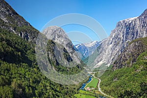 Deep valley close the Flam in Norway