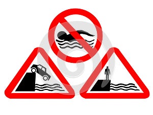 Deep water hazard signs